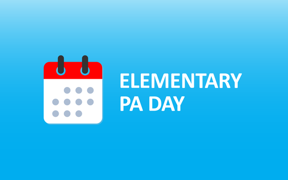 Elementary PA DAY text on blue background with Calendar icon